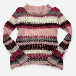 Pink striped mohair blend sweater women's large made in Italy